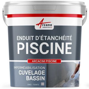 Arcane Industries - Enduit de cuvelage, piscine, enduit, hydrofuge, pour étanchéité, piscine, et bassin : Arcacim piscine - 25 kg Gris