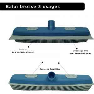 LNT - Brosse pour Balai Caoutchouc de Silicone Anti-Rayures, avec raclette, pour enlever Les Poils d'animaux, sur Carrelage, Moquette, Tapis