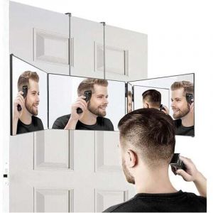 Basetbl - Miroir 360 degrés Miroir 3 faces pliable Miroir 3 Voies noir miroir grossissant miroir mural Portable tri-pli réglable et Pliable avec