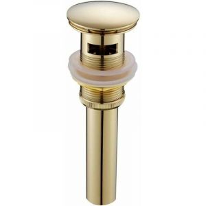 Bonde pop-up laiton dor&eacute; universelle - M&eacute;canisme clic-clac avec trop-plein pour vasque/&eacute;vier (diam. 4.5cm)