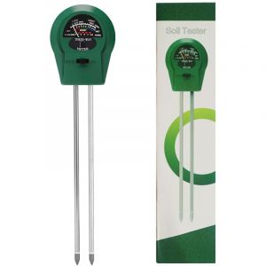 Testeur PH Sol et Testeur Humidité, 3-en-1 Sonde de Sol pour Jardin/Plantes d'Intérieur, Capteur Vert d'Arrosage avec Analyse Fertilité, 255x60x35mm