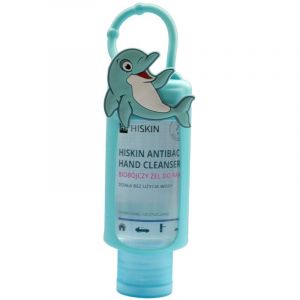 HISKIN Nettoyant mains antibact&eacute;rien + gel hydroalcoolique biocide au parfum de fruits des bois - dauphin (flacon de 75 ml + &eacute;tui)