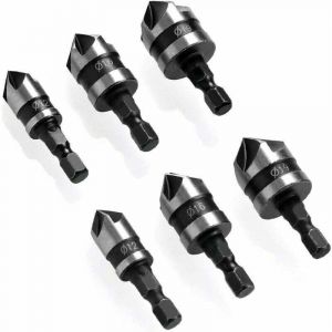 Chanfrein &agrave; poign&eacute;e hexagonale 6 pi&egrave;ces, fraise frais&eacute;e &agrave; 90&deg;, fraise frais&eacute;e &Oslash; 6-19 mm, adapt&eacute;e au m&eacute;tal, au bois