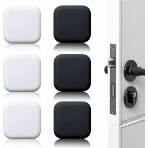 6 Pièces Butée de porte murale noire/blanche adhésive 45mm45mm Bloc porte Stop porte mural adhesif Butoir porte mural adhesif