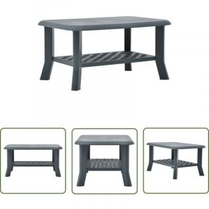 The Living Store Table basse Vert 90x60x46 cm Plastique - Table Basse Extérieure - Table D'appoint Résistante - Mobilier De Jardin - Table Verte