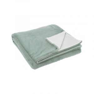 Iperbriko - 2x Plaid en satin vert sauge 180x150