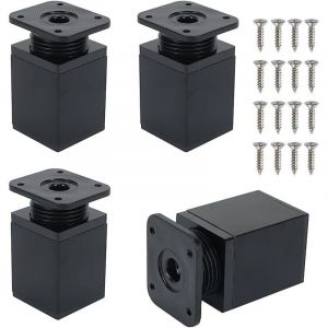 4PCS Pied de Meuble Reglable 5.5CM-8.5CM Pied de Lit Pied de Bureau Pied de Table Metal Pieds de Meuble Carr&eacute; en Hauteur avec 16pcs Vis pour Armoires