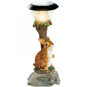 Statues de Lapins Solaire de Jardin en R&eacute;sine 13 cm &Eacute;clairage D&eacute;coratif pour Terrasse, Pelouse & Bassin