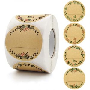 FITAGS 500pcs 5CM &Eacute;tiquette Autocollantes Ronde Kraft Confiture Autocollants Auto-adh&eacute;sifs Etiquettes Autocollants Rondes pour cadeaux loisirs