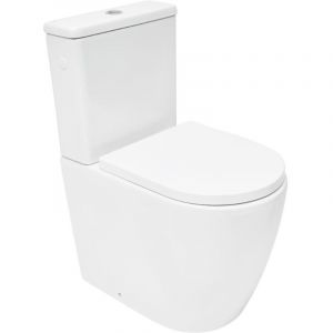 Swiss Aqua Technologies Fusion WC &agrave; poser complet sans bride en c&eacute;ramique avec abattant SoftClose, rin&ccedil;age Vortex, blanc (SATFUS031RTORVP)