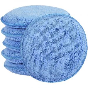Microfiber Wax Applicator Pads, Car Wax Applicator, Buffing & Detail Polishing Foam Pads for Car Cleaning and Fine Polishing (5" Diameter, 6 Pack)