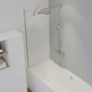 Pare-baignoire 70 x 140 cm verre 5 mm transparent, profil&eacute; alu-argent&eacute;, pare-baignoire fixe Schulte