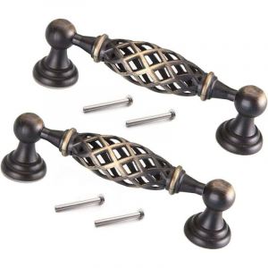 2 Pi&egrave;ces Oiseaux en M&eacute;tal pour Tiroirs, L'armoire Poign&eacute;e de Cage, Poign&eacute;e de Meuble en Bronze Antique, Poign&eacute;e de Tiroir Creuse, pour Armoires de