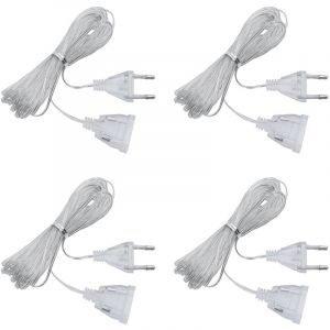 4 Pcs Rallonge Electrique 5M Rallonge &Eacute;lectrique TransparenteC&acirc;ble d'alimentation 220V de Prise Euro pour lumi&egrave;re LED et Utilisation Ext&eacute;rieure