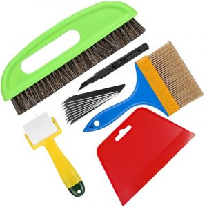 Csparkv - Kit Pose Papier Peint, Outils de Film pour Papier Peint, Fenêtre Voiture, Carrelage Vinyle, avec Brosses à Maroufler, Brosse à Encoller,