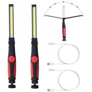 Basetbl - Lot de 2 lampes de travail led rechargeables,lampe de travail magnétique sous le capot, lampe de travail cob sans fil alimentée par