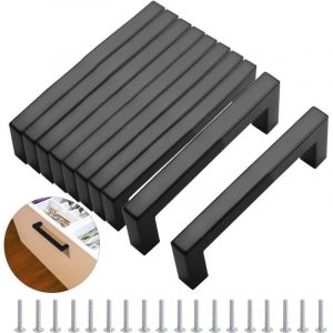Lot de 10 Poign&eacute;e de Meuble Cuisine, Poignee Porte Cuisine Noir Entraxe 128mm Aciers Inoxydable Poign&eacute;e Placard, Poignee Meuble Cuisine, Poign&eacute;e