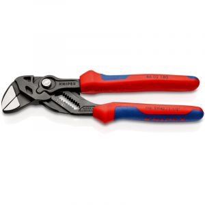 Knipex - 86 02 180 Pince-cl&eacute; pince et cl&eacute; &agrave; la fois avec poign&eacute;es multimati&egrave;res grise atramentis&eacute;e 180 mm