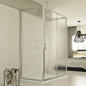 Idralite - Cabine de douche coulissante en forme u verre opaque h 198 mod. Young Trio 1 porte 70x150x70 cm