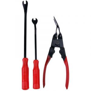 Outil de retrait de garniture Pinces &agrave; rivets rouges et noires, pinces, pinces de garniture de porte, pour retirer les tableaux de bord de panneau de