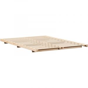 Vidaxl &ndash; Cadre de lit sur&eacute;lev&eacute; marron 160 x 210 cm &ndash; Bois massif de pin &ndash; Support solide pour matelas &ndash; Installation facile &agrave; deux