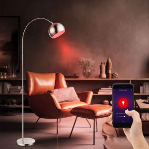 Globo Lighting - Lampadaire intelligent lampe à arc à intensité variable boule chromée lampe de salon sur pied, abat-jour mobile, contrôle par