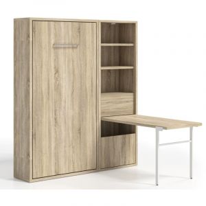 Lit escamotable vertical 140x190 avec armoire et bureau Kampo-Coffrage Cambrian-Façade Cambrian