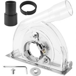 Carter Aspiration Meuleuse 125 mm/150 mm/100 mm avec Cl&eacute; Hexagonale et Rondelles, Capot de Meuleuse D'angle avec Fentes de Guidage pour Disques &agrave;