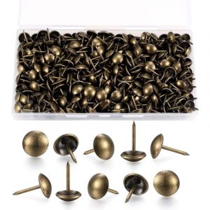 200 Pi&egrave;ces Clous de Tapissier, Clous Ameublement D&eacute;coratifs, Punaises de Tapisserie, Clous de Meubles en Laiton Antique avec Bo&icirc;te en Plastique pour