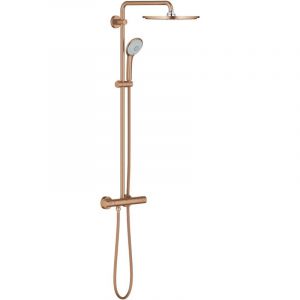 Euphoria xxl Colonne de douche avec robinet thermostatique et douche de tête Rainshower Cosmo 310 et douchette Warm sunset brossé (cuivre) - Grohe