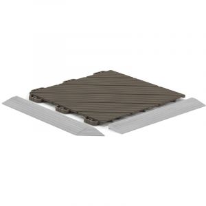 Dalle plastique marron fonc&eacute; 8 mm Dalle &agrave; queues d'aronde pour usage intensif Dalle 31,6x31,6 cm effet bois pour terrasse - Black