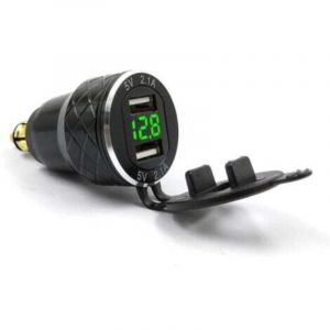 Chargeur de t&eacute;l&eacute;phone portable usb pour moto, prise europ&eacute;enne pour BMW Ducati, affichage de tension en m&eacute;tal, chargeur de voiture，vert