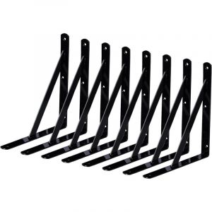 Shining House - 8 Packs Support Etagere Murale Industrielle,150 x 95mm Equerre Fixation Metal,Équerre Étagère Triangle, Equerre Charge Lourde De 90
