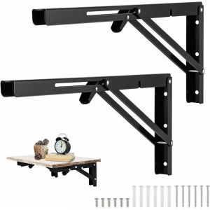 Pi&egrave;ces Equerre Rabattable Murale Noir, 400 x170mm Support Console Pliable Equerre, &Eacute;querre Pliante Charge Lourde, Supports &Eacute;que