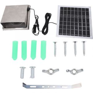 Decdeal Kit de ventilateur de panneau solaire en acier inoxydable, hotte d'&eacute;chappement 8W pour cuisine, serre, animalerie, poulailler, silicium