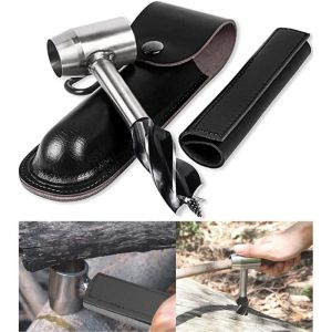 Cle A Vis Manuelle , Foret &agrave; Bois Manuel &agrave; Bois vis &agrave; Main Outils Bushcraft Foret &agrave; Main Polyvalente,Tari&egrave;re Manuelle &eacute;quipement de Survie（Noir）,