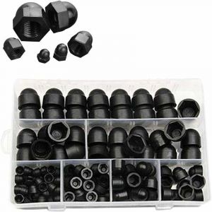 145 Pcs Plastique Boulons Capuchon,Cache Vis &eacute;Crou Boulon Ecrou Protection Hexagonal Noir Hexagonale Vis Protections M4 M5 M6 M8 M10 M12