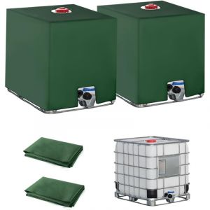 2PC Bache pour Cuve IBC, 1000L Couvercle Housse de Protection Cuve, B&acirc;che Recuperateur d eau de Pluie, Anti-UV Anti-Poussi&egrave;re Bache de Reservoir