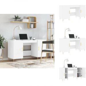 Vidaxl - Bureau blanc 140x50x75 cm bois d'ingénierie - Bureau Blanc - Bureau Informatique - Bureau D'étude - Meuble De Bureau - Mobilier De Bureau