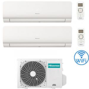 Climatiseur Inverter Hisense New Energy Wifi R32 Dual Split 7000 + 7000 BTU avec certification UE 2AMW42U4RGC Classe A++/A+ Neuf 2021
