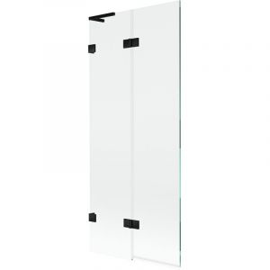 Mexen - Lunar l paroi de baignoire &agrave; 2 volets gauche 80 x 150 cm, transparent, noir - 897L-080-100-70-00-L
