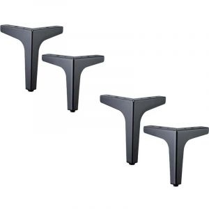 Lot de 4 Pieds de Canap&eacute; Metal 10 cm, Pieds de Table Basse M&eacute;tal Charge Jusqu'&agrave; 800 KG Pied de Meuble Noir, Support de Table en Fer Forge/Sofa, Pied