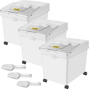 Conteneur de Riz a Roulettes 3PCS Bac a Riz avec Couvercle Coulissant 40L3 Boites de Stockage de Rangement de Cereales a Farine a Ingredients en