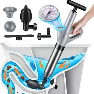 SNQ - Déboucheur canalisation Pro - 3 Adaptateurs Inclus - Déboucheur à pompe - Evier - Toilette - Baignoire ,