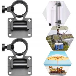 Lot de 2 supports de parasol de balcon en alliage d'aluminium pour bo&icirc;te de p&ecirc;che, support de parapluie fixe et pliable, adapt&eacute; aux bo&icirc;tes de p&ecirc;che