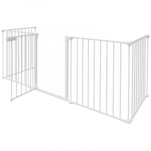 Hengda - swanew Barrière Pare feu avec portillon, Barriere de securite enfant-Animaux, pliable, longueur totale 310 cm,Blanc