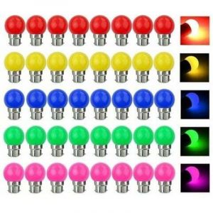 Lot de 40 ampoules LED B22 3 W (&eacute;quivalent 30 W, 300 lm, AC 220 V, culot &agrave; ba&iuml;onnette B22), multicolores, pour la maison, le bar, la d&eacute;coration de