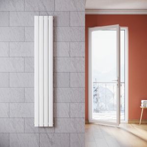 SONNI Radiateur eau chaude en acier Conception murale Vertical Tube plat Radiateur chauffage central 1800x311mm Panneau Double Blanc (925W)