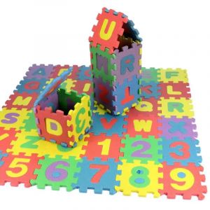 Tapis de puzzle en mousse pour enfants - Lettres et chiffres, 36 pi&egrave;ces, 6 x 6 cm