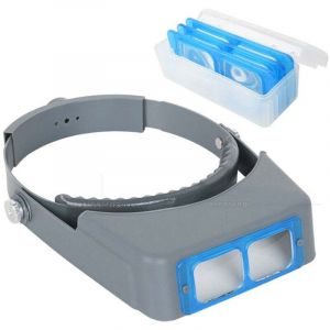 Loupe frontale professionnelle &agrave; double lentille - Loupe &agrave; bijoux - Visi&egrave;re de lecture - Loupe binoculaire en verre opitcal avec grossissement 1,5 x